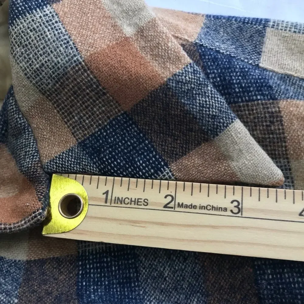 Vintage Pendleton wool brown blue plaid flannel unisex shirt M lumberjack USA - Picture 6 of 11